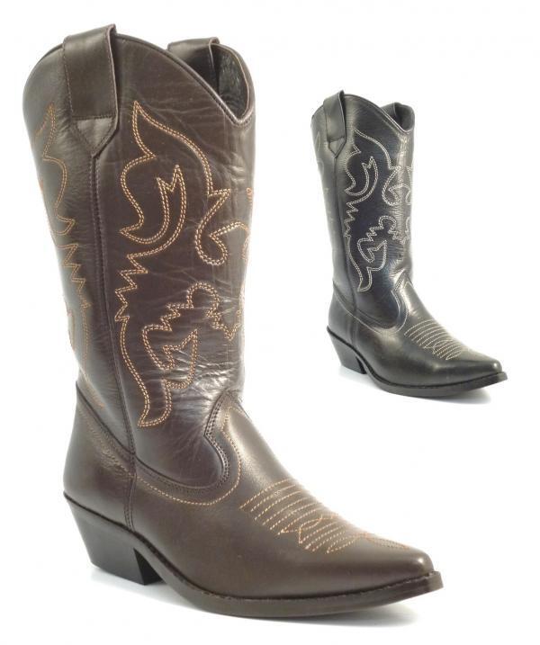 LADIES WOMENS BNIB REAL LEATHER COWBOY WESTERN STYLE ANKLE BOOTS SHOES BOOT SIZE